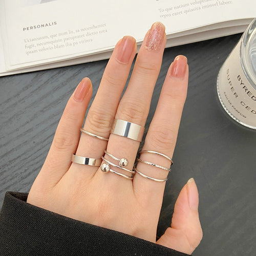 YB-SIR💎💎💎💎💎Fashion Jewelry Rings Set Hot Selling Metal Hollow Round Opening Women Finger Ring for Girl Lady Party Wedding Gifts